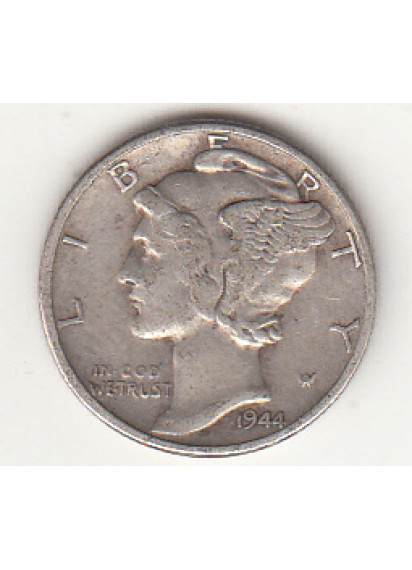 1944 - 10 Cents (Dime) Argento Dollaro Stati Uniti Mercury Dime BB+